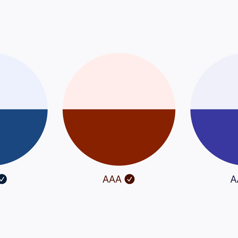 An array three colours in 2 shades, showing the resulting contrast between them on small letters underneath.